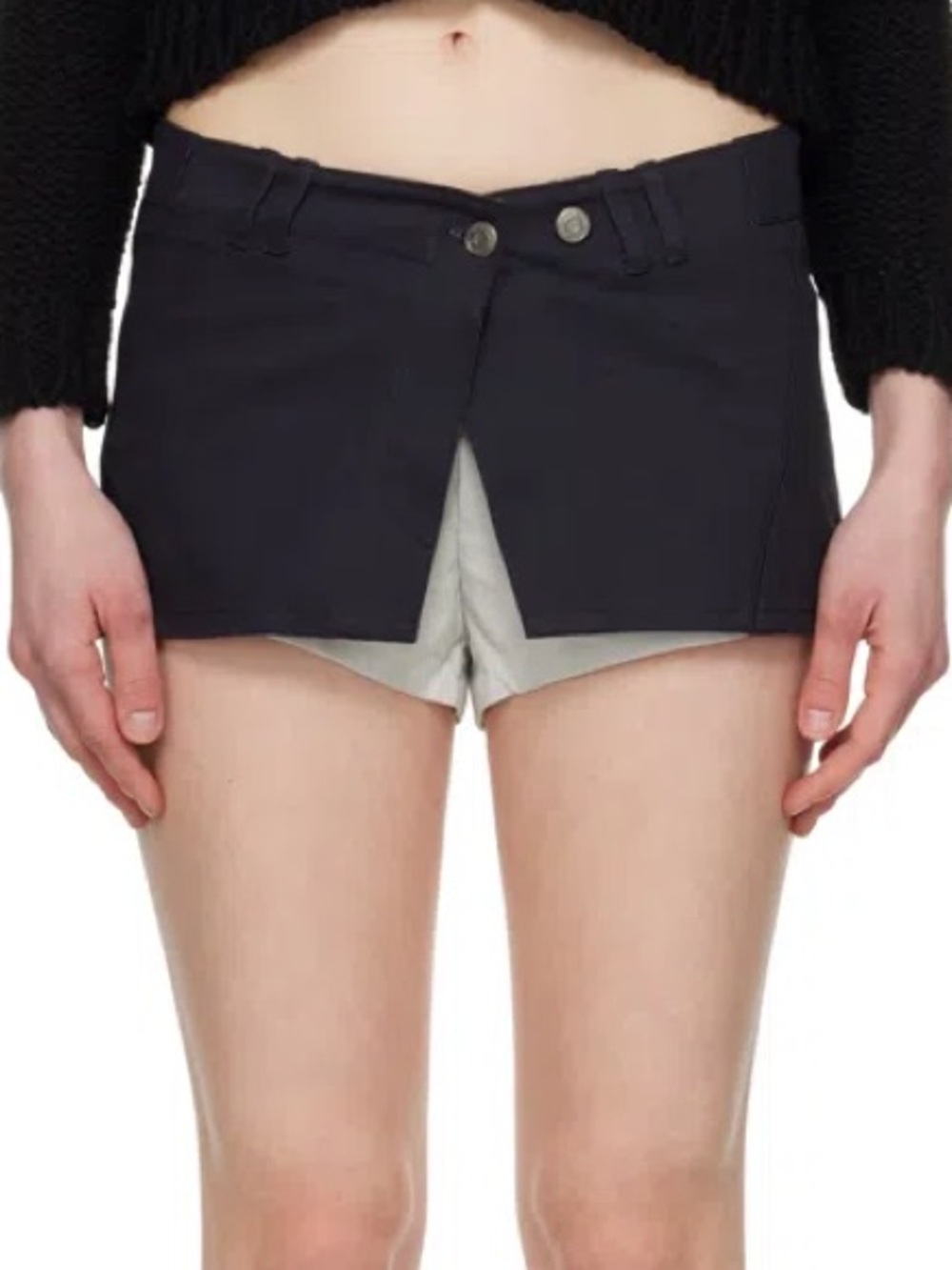 RARE OPEN YY Navy Layered Boxer Short Miniskirt